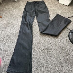 black leather flared pants